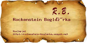 Rockenstein Boglárka névjegykártya